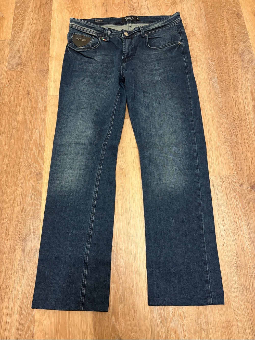 PHILIPP PLEIN Illegal Fight Club Straight Cut Luxury Blue Denim Jeans Size 33